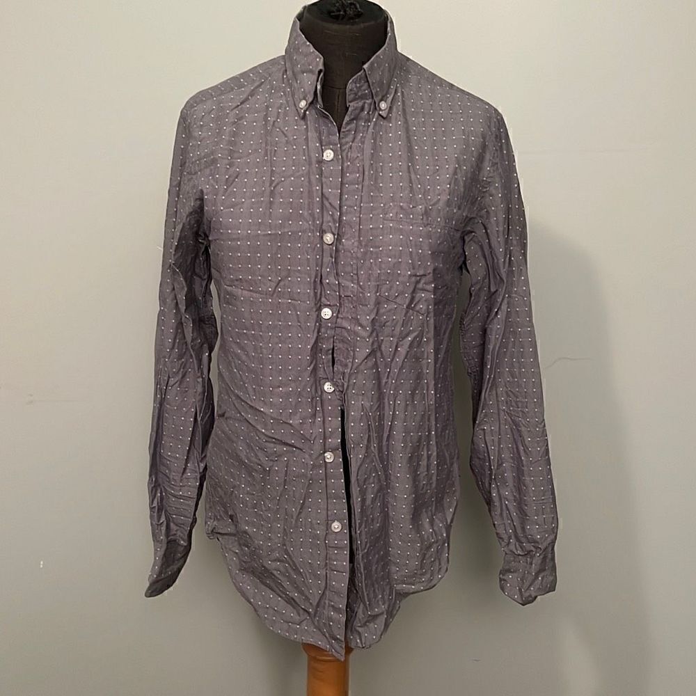 J. Crew Men's Gray Classic Geometric Long Sleeve Button Down Shirt